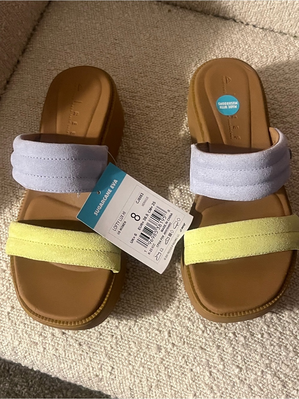 Reef Women's Two-strap Slides in Lavender and Light Yellow